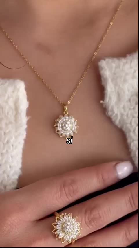 SET GIRASOL DE LUJO : COLLAR Y ANILLO