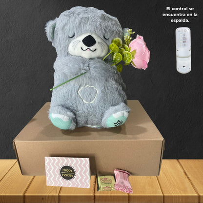 PELUCHE NUTRIA DORMILONA CON CONTROL LED - PLOMO