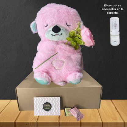 PELUCHE NUTRIA DORMILONA CON CONTROL LED - ROSADO