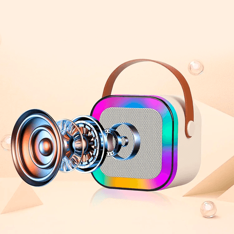 PARLANTE KARAOKE PORTÁTIL CON LUCES LED Y MICRÓFONO INALÁMBRICO