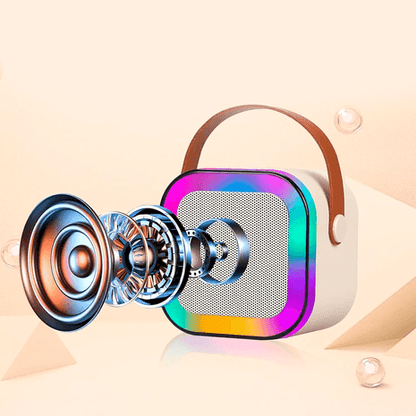 PARLANTE KARAOKE PORTÁTIL CON LUCES LED Y MICRÓFONO INALÁMBRICO